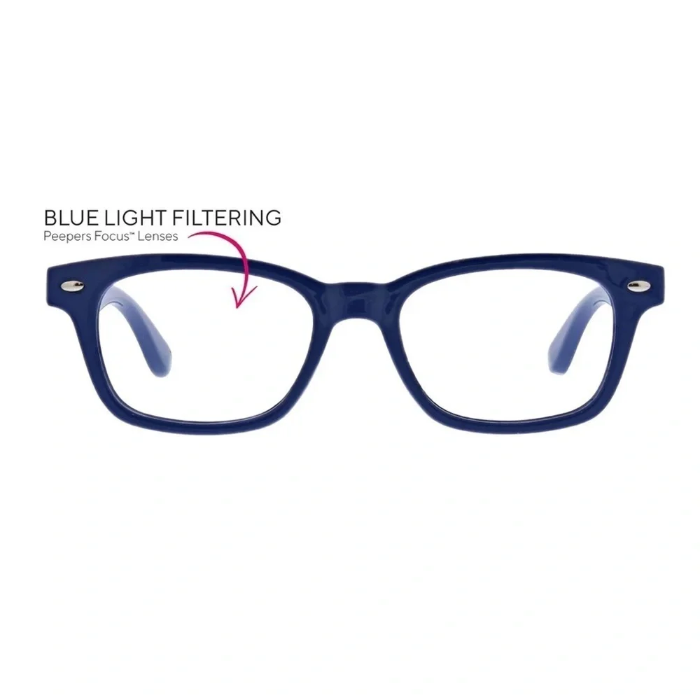 Peepers Blue Light Filtering Eyeglasses for Kids, New in Box, Navy Blue